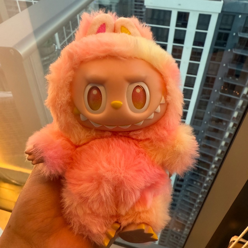Charming Pink Furry Monster Plush/ Labubu